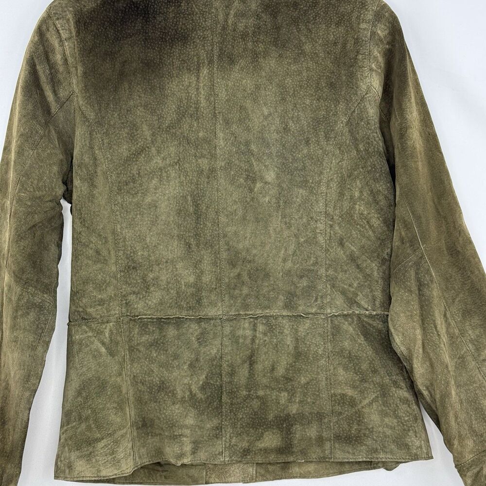 Brandon Thomas Womens Green Leather Suede Blazer Jacket Size S Long Sleeve Lined - Picture 6 of 16